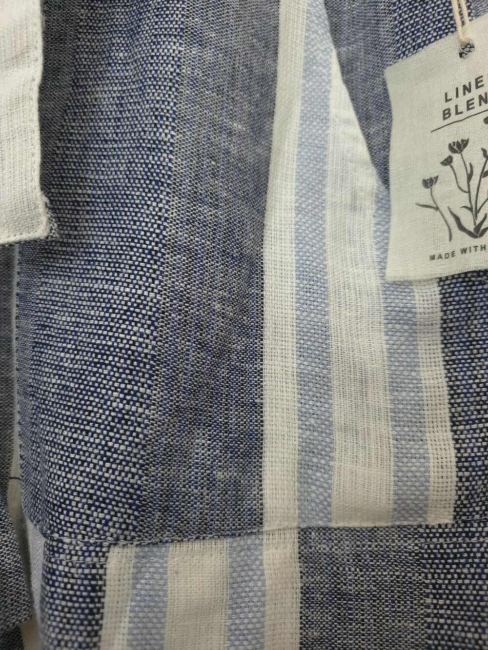 NWT Indigo Rein Blue & White Striped Linen Blend Paperbag Shorts Women's M - Picture 3 of 7